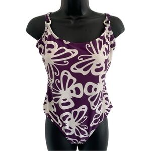 Eliana Purple and White Butterflies Print Swimsuit